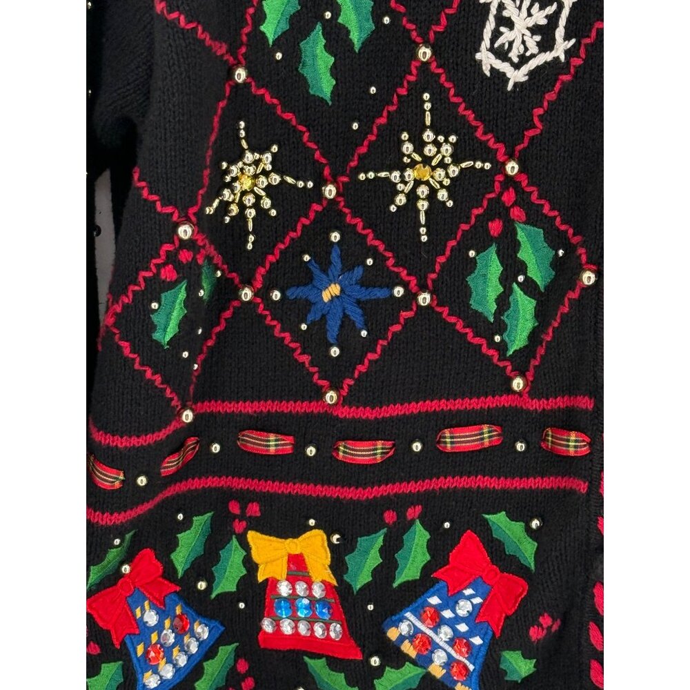 Vintage Designers Originals Studio Ho Ho Ho Large Christmas Cardigan Sweater - Picture 3 of 5